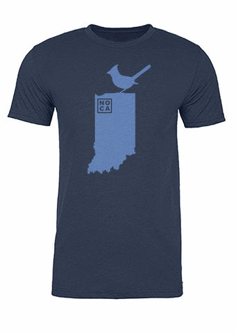 Indiana State Bird Tee/Light Blue on Navy - Men's