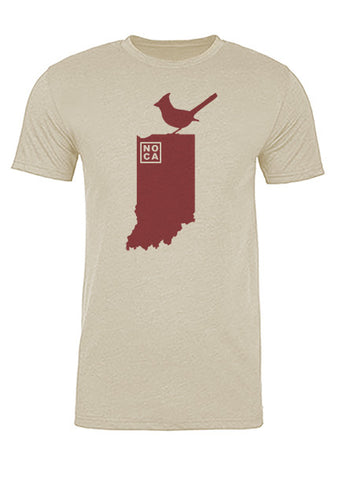 Indiana State Bird Tee/Red on Antique White - Men's