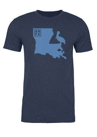 Louisiana State Bird Tee/Light Blue on Navy - Men's