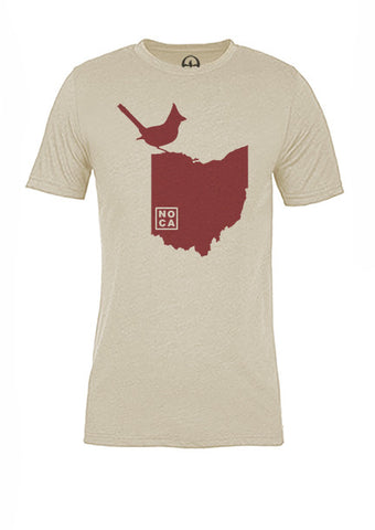 Ohio State Bird Tee/Red on Antique White - Women's