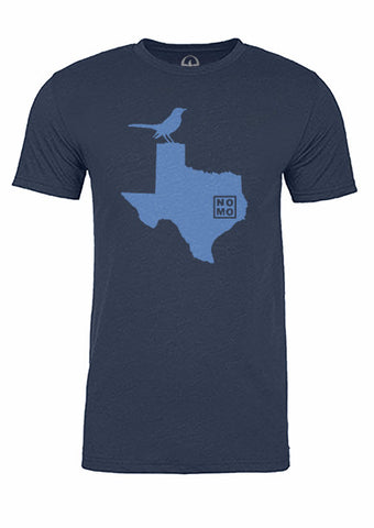 Texas State Bird Tee/Light Blue on Navy - Men's