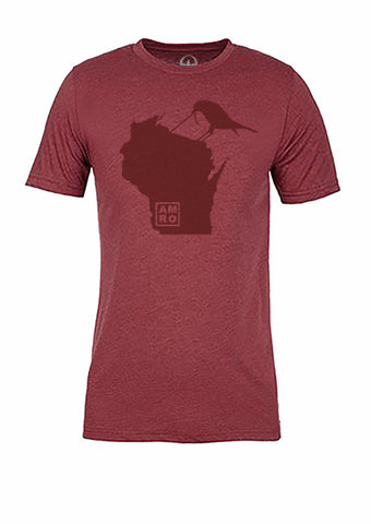 Wisconsin State Bird Tee/Red on Red - Women's